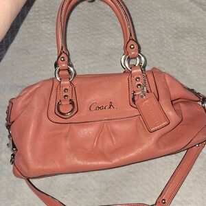 Coach Tan Leather Satchel with Silver Hardware